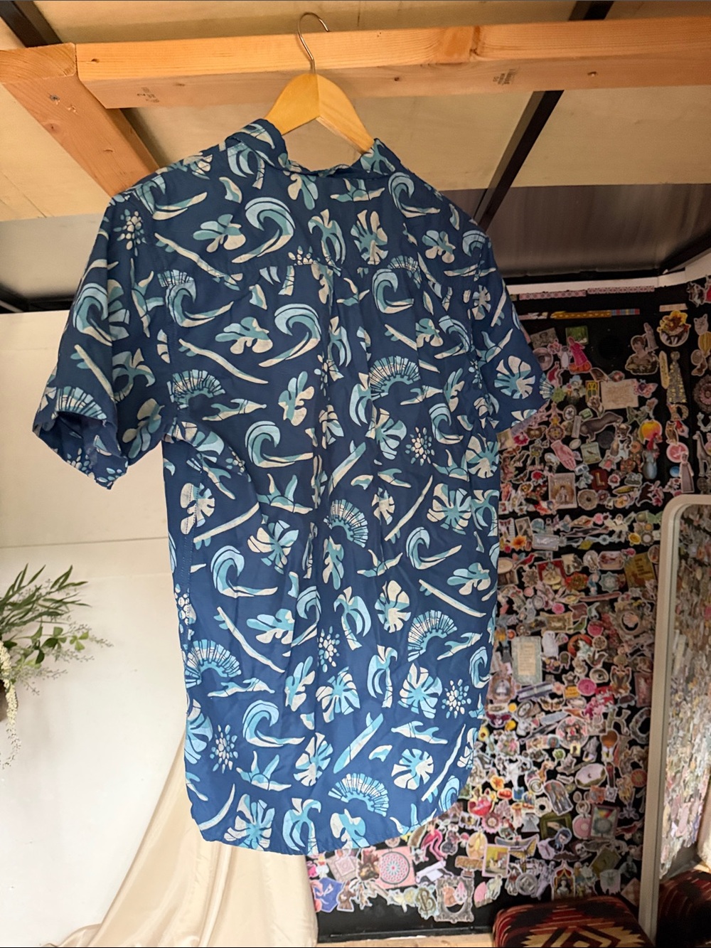 O'Neill Navy Blue Floral Short-Sleeve Button-Down Shirt
